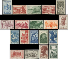 ** AFRIQUE OCCIDENTALE - Poste - 24/42, Non Dentelés, Complet 19 Valeurs: Série De 1947 - Other & Unclassified