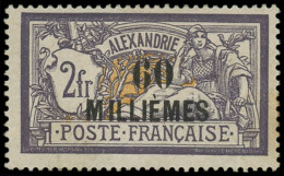 * ALEXANDRIE - Poste - 59, Signé Calves (gomme Irrégulière): 60m. Sur 2f. Violet Et Jaune - Neufs