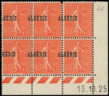 ** ALGERIE - Poste - 27a, Bloc De 6, Cd 13/10/25, Surcharge à Cheval ("AL" à Droite) Un Timbre Une Dent Manquante: 80c.  - Autres & Non Classés