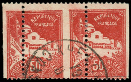 O ALGERIE - Poste - 79Ad, Paire Horizontale, Piquage à Cheval: 50c. Rouge - Autres & Non Classés