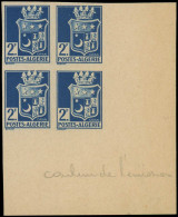 ** ALGERIE - Poste - 179f, Bloc De 4, Non Dentelé, Cdf: 2F. Bleu - Unused Stamps