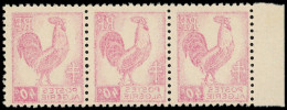 ** ALGERIE - Poste - 218, Bande De 3, Impression Recto-verso: 40c. Rose-carmin - Neufs