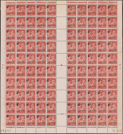 ** ALGERIE - Poste - 233, Feuille Complète De 100 (* Sur Bdf) Dont 3 Exemplaires Double Surcharge (non Référencée): 2f.  - Unused Stamps