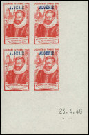 ** ALGERIE - Poste - 248a, Bloc De 4 Non Dentelé, CD 23/4/46: Journée Du Timbre 1946, Fouquet De La Varane - Unused Stamps