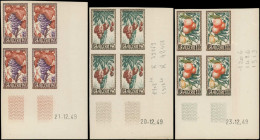 ** ALGERIE - Poste - 279/81, 3 Blocs De 4 Essais De Couleur, Cd: Fruits - Neufs