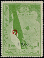 ** ALGERIE - Poste - 363A, Variété "Croissant Rouge" Très Déplacé: 1f + 9f. Vert - Autres & Non Classés