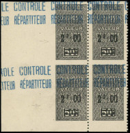 ** ALGERIE - Colis Postaux - 18, Bloc De 4 Dont 2 Ex Dentelé Un Côté Et 2 Ex Dentelés 2 Côtés: 2f. Sur 50c. Noir - Parcel Post