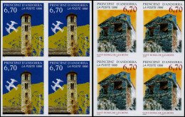 ** ANDORRE - Non Dentelés - 482/83, 2 Blocs De 4 (non Répertorié): Monuments - Other & Unclassified