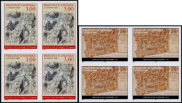** ANDORRE - Non Dentelés - 508/09, 2 Blocs De 4 (non Distribués, 6 Connus): Cartes - Other & Unclassified