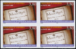 ** ANDORRE - Non Dentelés - 511, Bloc De 4 (non Distribué, 6 Connus): 3.80f. Manual Digest - Other & Unclassified