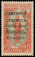 * CAMEROUN - Poste - 75a, Double Surcharge, Signé Brun: 30c. Rouge Et Vert-bleu - Unused Stamps