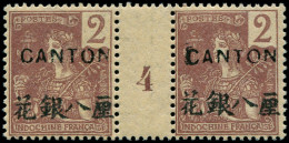 ** CANTON - Poste - 34, Paire Millésime "4", Gomme Coloniale: 2c. Grasset - Autres & Non Classés