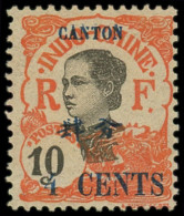 ** CANTON - Poste - 71a, "4" éloigné De Cents: 4c. Sur 1c. Rouge - Unused Stamps