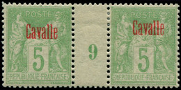 * CAVALLE - Poste - 2, Paire Millésime "9": 5c. Vert Jaune - Other & Unclassified