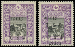 * CILICIE - Poste - 71a + C, Surcharge Renversée + Double Surcharge Dont 1 Renversée: 1pi. Violet Et Noir - Unused Stamps