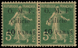 * CILICIE - Poste - 81b, Paire Dont 1 Ex Point Après "F" Plus Haut, Signé Pavoille: 10pa. Sur 5c. Vert - Unused Stamps