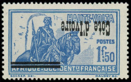 * COTE D'IVOIRE - Poste - 101a, Surcharge Renversée, Signé Scheller: 1.50f. Bleu Et Gris - Neufs