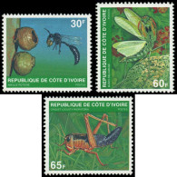 ** COTE D'IVOIRE - Poste - 508C/E, Complet 3 Valeurs: Insectes - Neufs