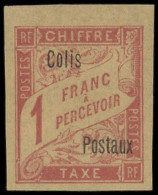 * COTE D'IVOIRE - Colis Postaux - 4B, Sans Côte D'Ivoire, Certificat Scheller: 1f. Rose Sur Paille - RRR - - Neufs