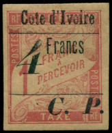 * COTE D'IVOIRE - Colis Postaux - 21a, Type II, "4" Penché, Signé Marquelet (pli Horizontal) - Unused Stamps