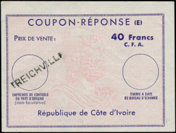 N COTE D'IVOIRE - Coupons Réponse - 8, Coupon 40f. CFA, Griffe Noire "Treichville" - Autres & Non Classés