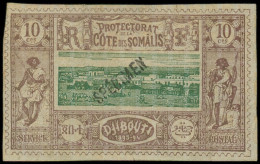 * COTE DES SOMALIS - Poste - 10a, Surchargé "spécimen" Type II: 10c. Brun-lilas Et Vert - Neufs