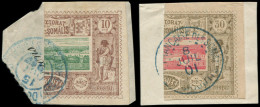 O COTE DES SOMALIS - Poste - 10c + 13c, Timbres Coupés Sur Fragments: 10c/30c - Oblitérés