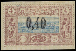 * COTE DES SOMALIS - Poste - 22, Certificat Scheller: 0.40 Sur 4c. Brun- Lilas Et Bleu - Unused Stamps