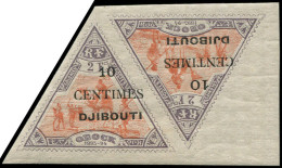 ** COTE DES SOMALIS - Poste - 32ca, Paire Tête-bêche Dont 1ex. Gros "O": 10c. S. 2f. - Unused Stamps