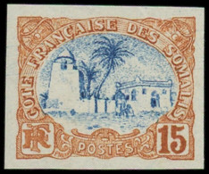 ** COTE DES SOMALIS - Poste - 42, Non Dentelé: 15c. Jaune-brun Et Bleu - Unused Stamps