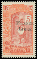 ** COTE DES SOMALIS - Poste - 196, "F" De France Et "L" De Libre Doublés: 5c. Orange Et Rouge-brun - Unused Stamps