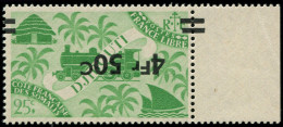 ** COTE DES SOMALIS - Poste - 260a, Surcharge Renversée, Barres à Cheval: 4.50f. S. 25c. Vert-jaune - Unused Stamps