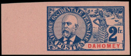 (*) DAHOMEY - Poste - 31a, Non Dentelé, Signé Brun: 2f. Bleu Sur Rose - Neufs