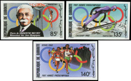 ** DJIBOUTI - Poste - Michel 495/97B, Non Dentelés: Année Olympique, Coubertin - Djibouti (1977-...)