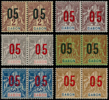 * GABON - Poste - 66Aa/71Aa, 6 Paires Chiffres Espacés Tenant à Normal (Maury) - Unused Stamps