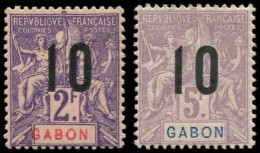 * GABON - Poste - 77A/78A, Chiffres Espacés - Unused Stamps