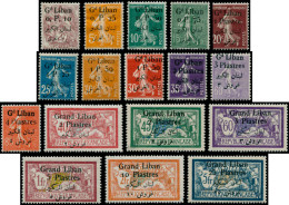 * GRAND LIBAN - Poste - 22/38, Complet 17 Valeurs (29 Signé Brun) - Other & Unclassified