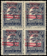 ** GRAND LIBAN - Poste - 98, Bloc De 4, Surcharge Déplacée Vers Le Haut Et Légèrement Oblique (2 Ex *) - Unused Stamps