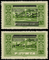 ** GRAND LIBAN - Poste - 99c + D, Double Surcharge Arabe + Surcharge Arabe Renversée: 0.50pi. Vert-jaune - Unused Stamps