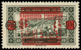 * GRAND LIBAN - Poste - 119c, Double Surcharge: 4pi. Sur 0.25pi. Vert-noir - Unused Stamps