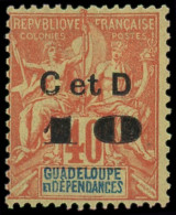 * GUADELOUPE - Poste - 46De, Surcharge C Et D: 10c. Sur 40c. Rouge-orange - Unused Stamps