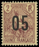 ** GUINEE - Poste - 55A, Chiffres Espacés: 05 Sur 2c. Lilas-brun Sur Paille - Unused Stamps