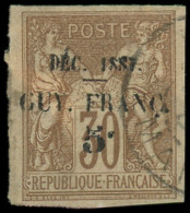 O GUYANE - Poste - 7, Signé Scheller: 5c. Sur 30c. De 1877 - Oblitérés