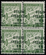 ** GUYANE - Taxe - 3b, Bloc De 4, Surcharge à Cheval - Unused Stamps