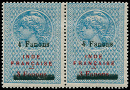 * INDE FRANCAISE - Fiscaux - Droits, BDV 36, Paire: 4fa/3fa/ Bleu - Autres & Non Classés