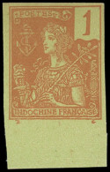 (*) INDOCHINE - Poste - 24, Essai Non Dentelé En Brique Sur Vert: 1c. Grasset - Autres & Non Classés