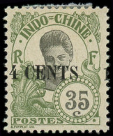 * INDOCHINE - Poste - 81, Sans Le Chiffre "1", Signé Calves: "4"c. Sur 35c. Olive - Unused Stamps