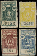 O INDOCHINE - Fiscaux - Banques (1921) 10c., 20c, 30c, 40c, Série De 4 (Duston Pma 13/16) - Other & Unclassified