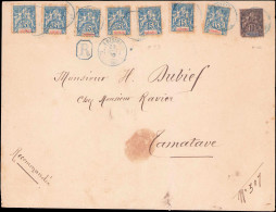 LET MADAGASCAR - Poste - Diego Suarez 43 (x7) + Nossi-Bé 31 Sur Grande Enveloppe Rec. "Antsirabe 20/9/1900" Pour Tamatav - Autres & Non Classés