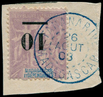 O MADAGASCAR - Poste - 49a, Surcharge Renversée, Sur Petit Fragment, Superbe - Other & Unclassified